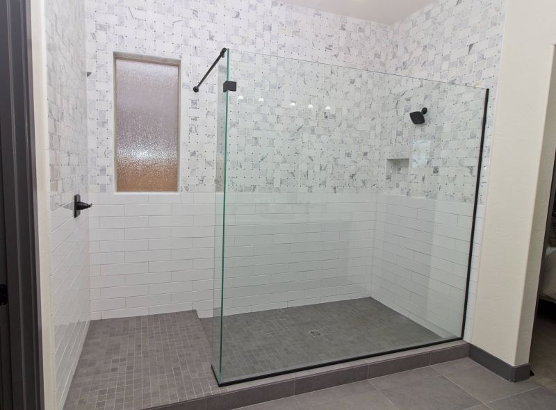 Shower with Textured Tile Accents